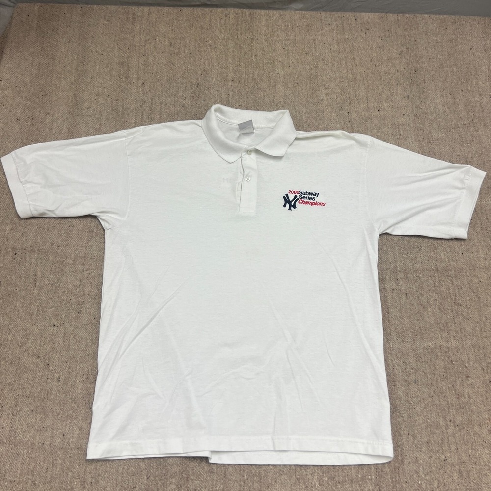 Vintage New‎ York Yankees Polo Shirt Mens XL White 2000s